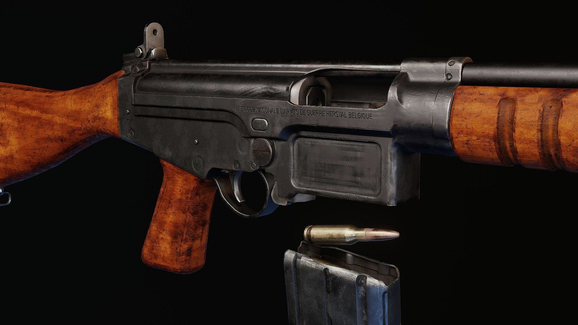 Prototype of FN Fal in 280 cartridge Low-poly 3D model_2