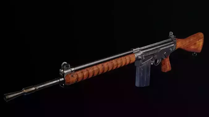 Prototype of FN Fal in 280 cartridge Low-poly 3D model