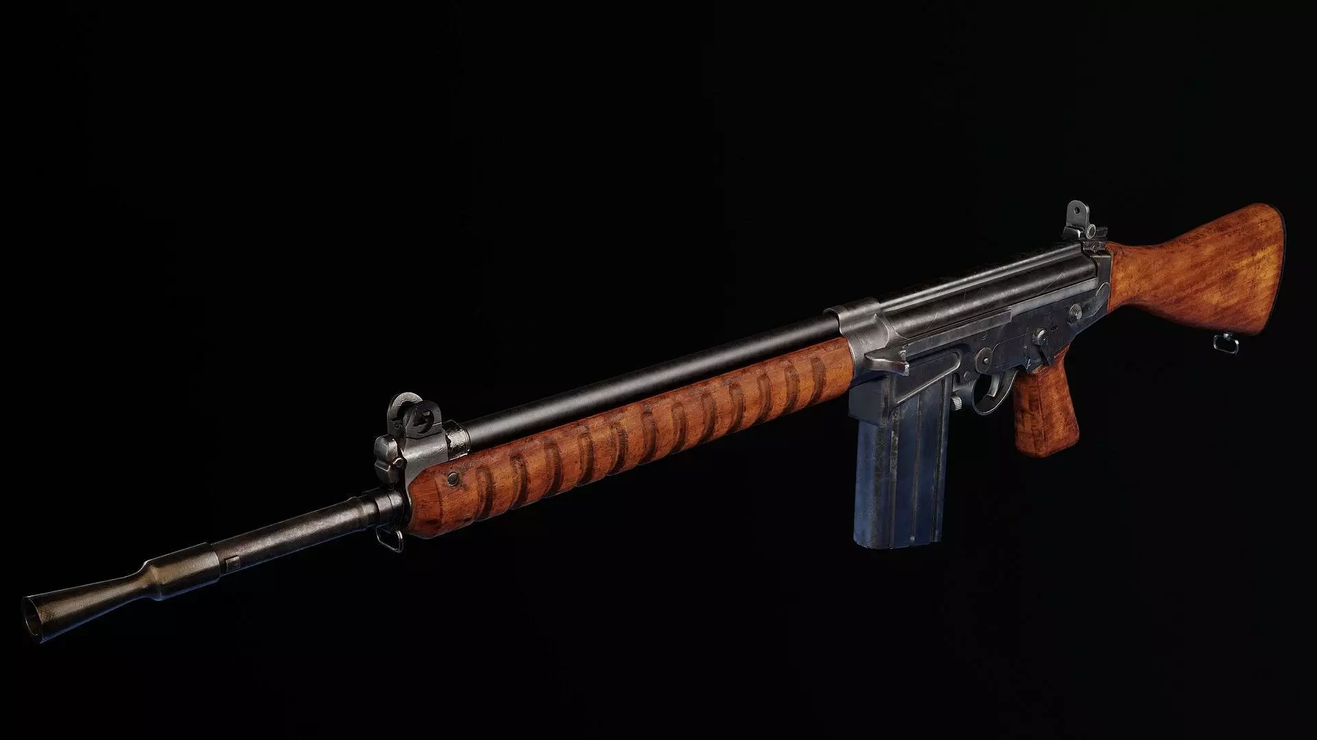 Prototype of FN Fal in 280 cartridge Low-poly 3D model_0