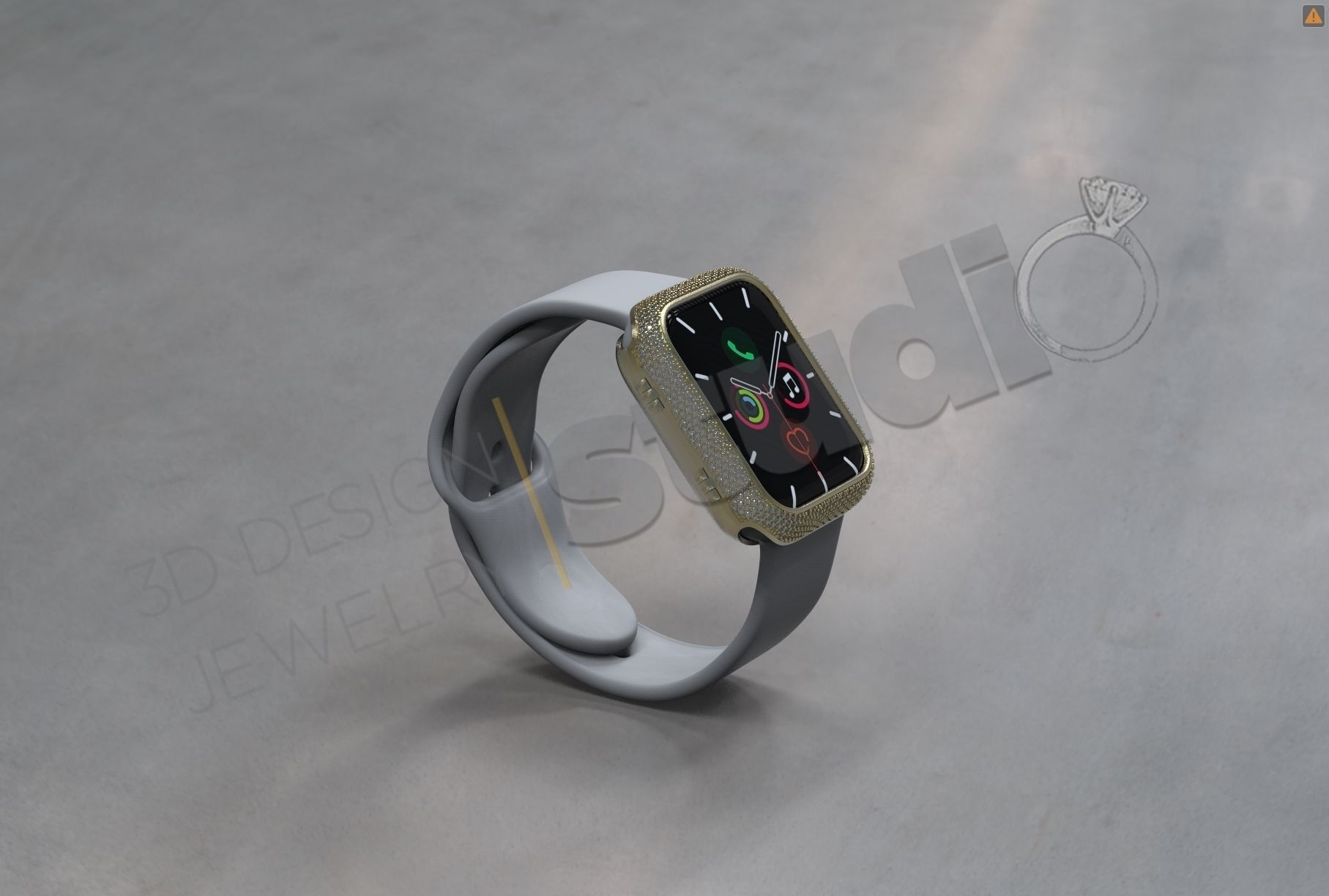 Apple iWatch series 5 44mm cover with diamonds 3D print model_1