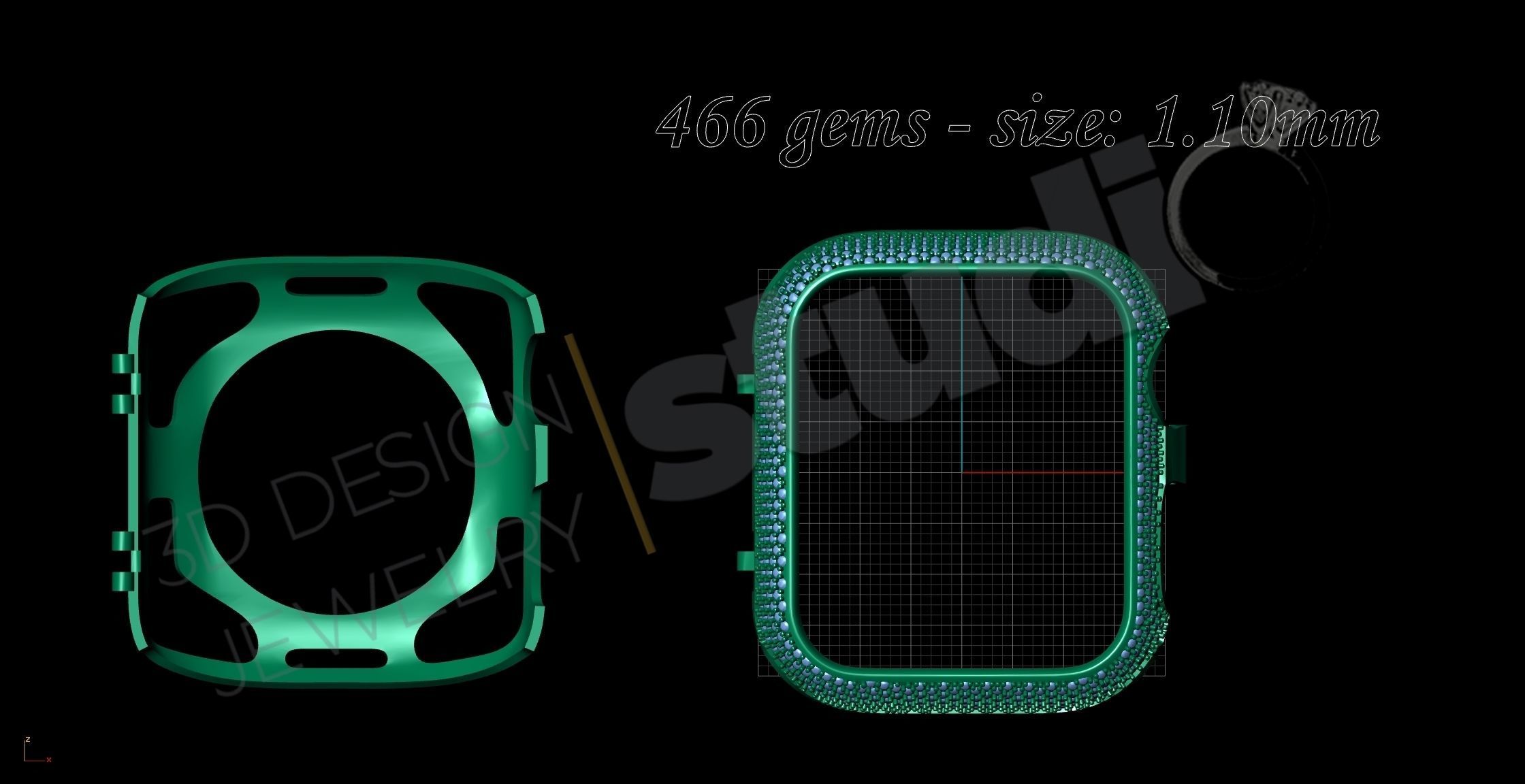 Apple iWatch series 5 44mm cover with diamonds 3D print model_9