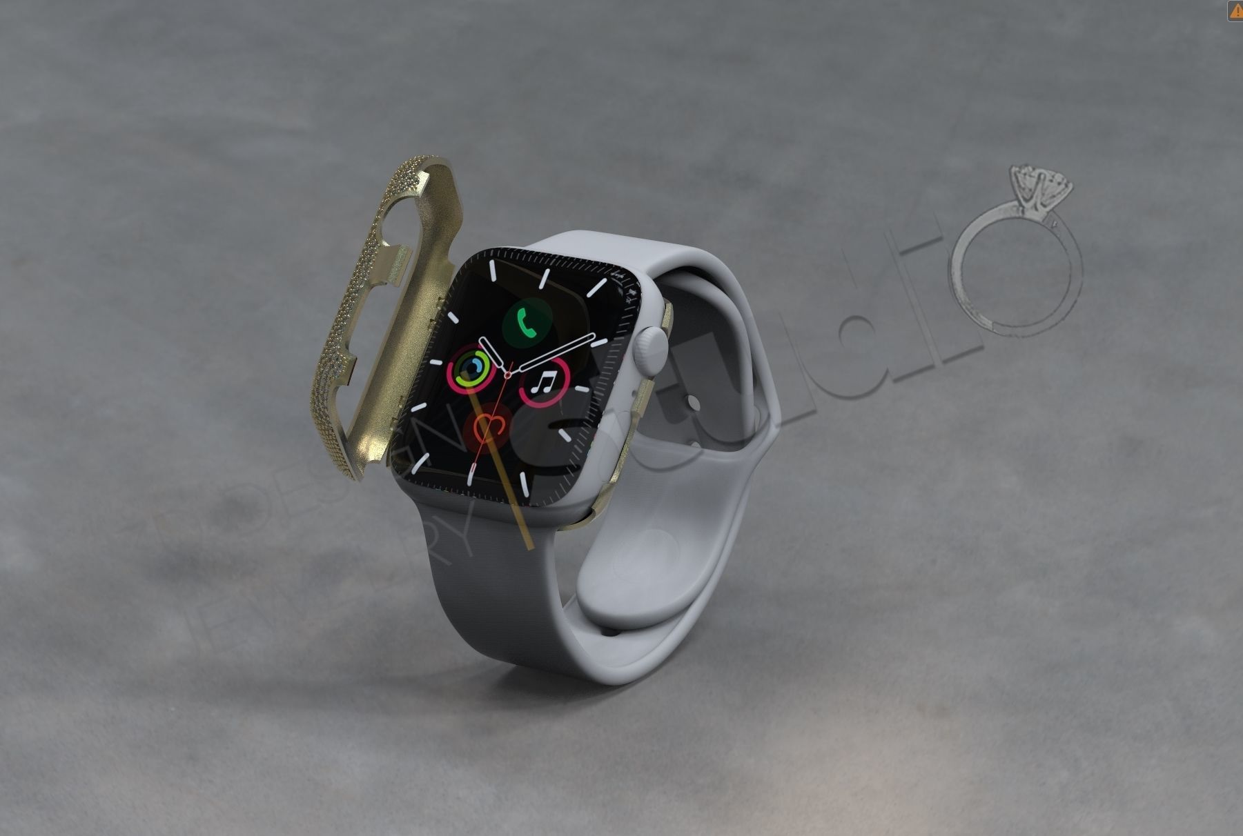 Apple iWatch series 5 44mm cover with diamonds 3D print model_2