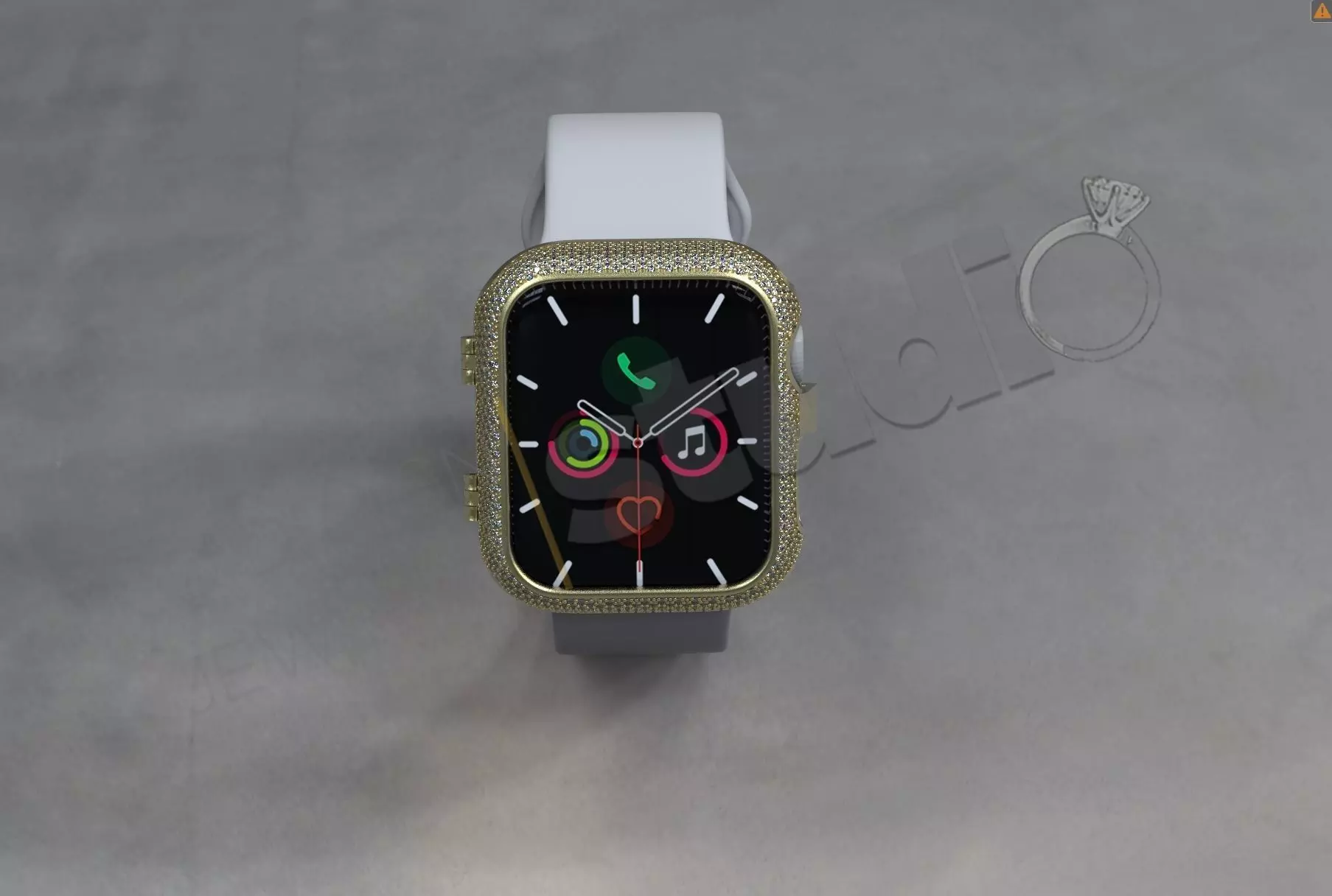 Apple iWatch series 5 44mm cover with diamonds 3D print model_0