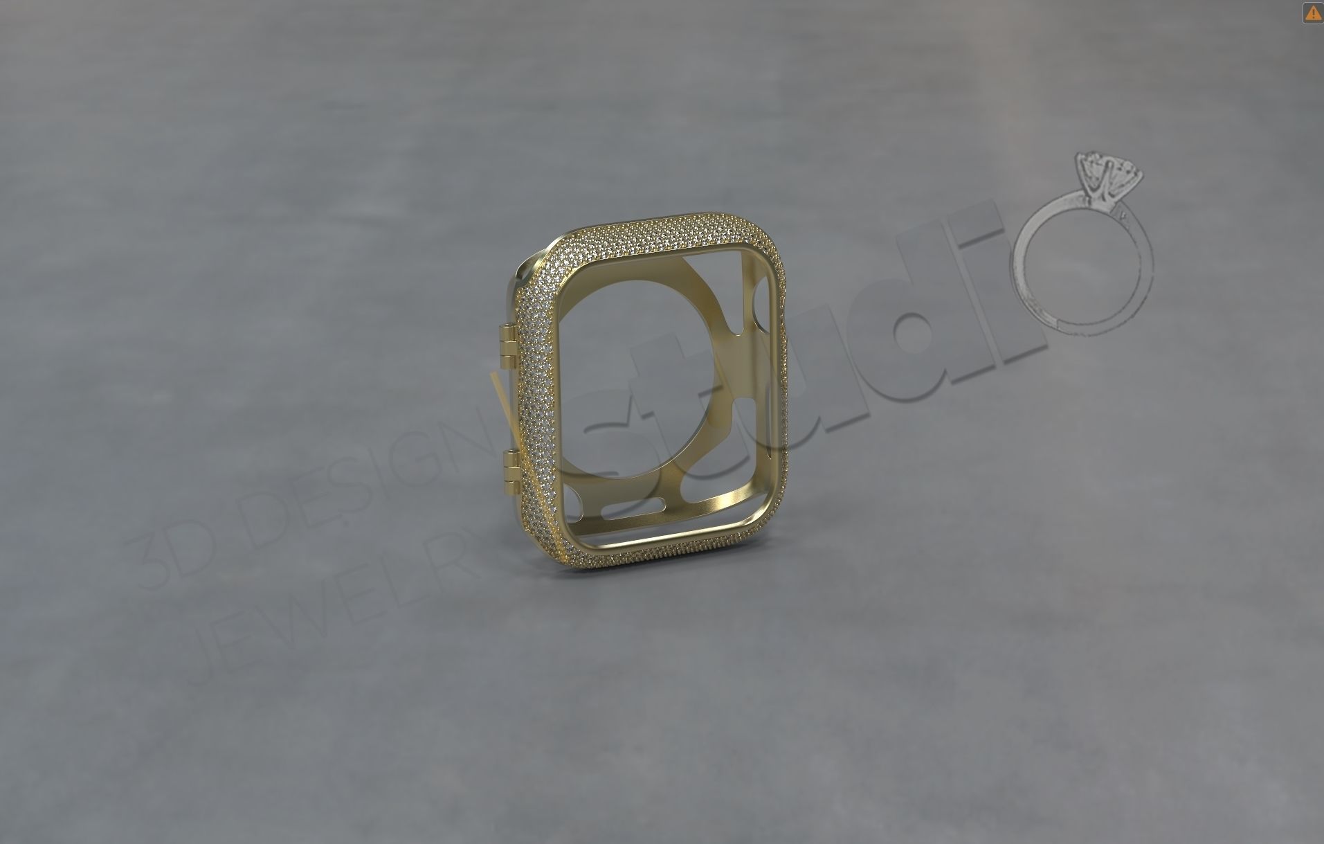 Apple iWatch series 5 44mm cover with diamonds 3D print model_3