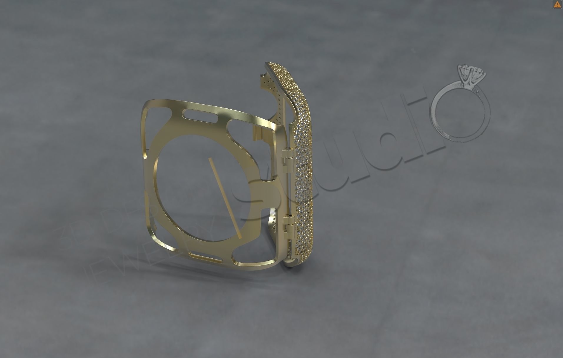 Apple iWatch series 5 44mm cover with diamonds 3D print model_5