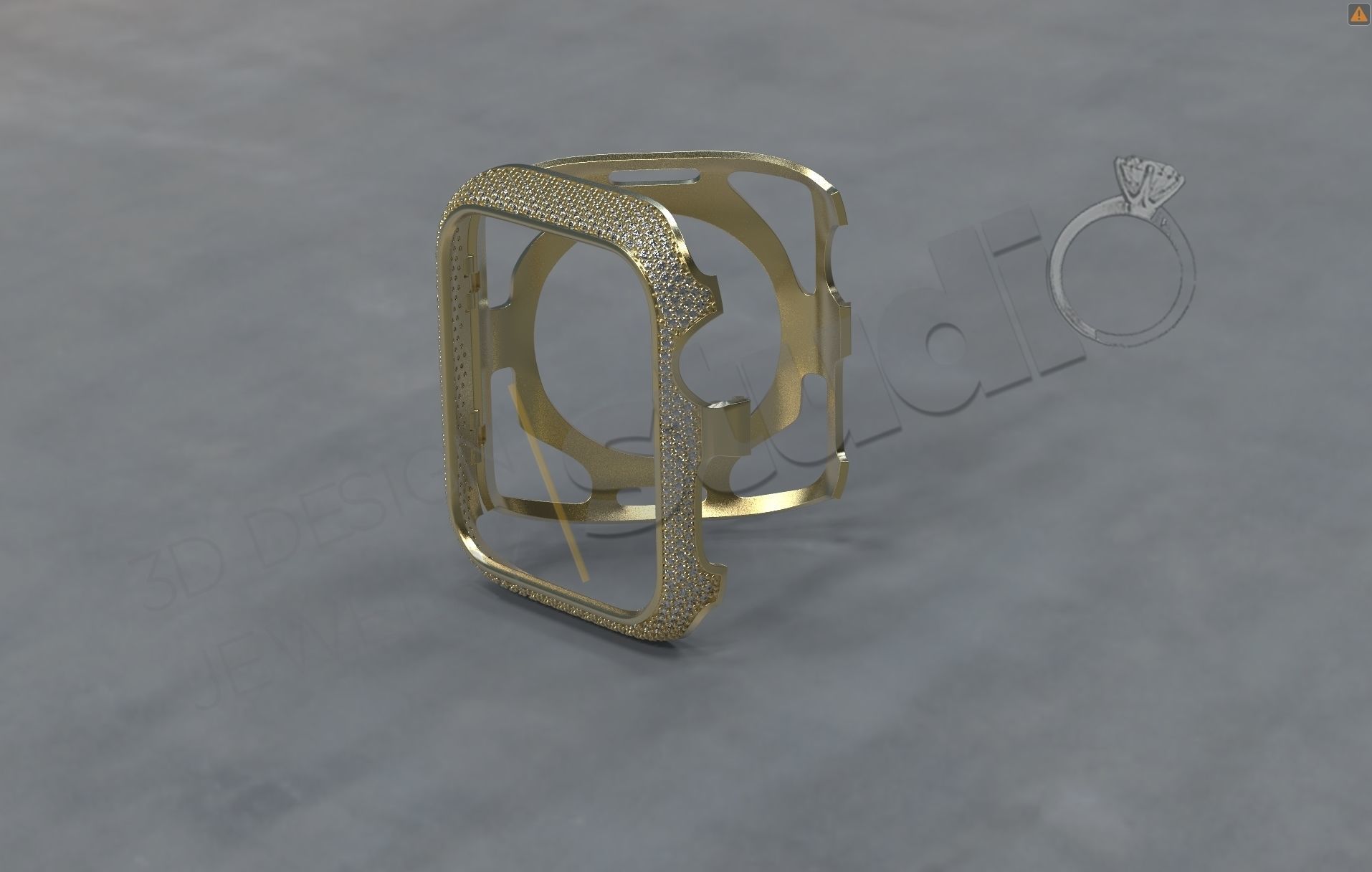 Apple iWatch series 5 44mm cover with diamonds 3D print model_6