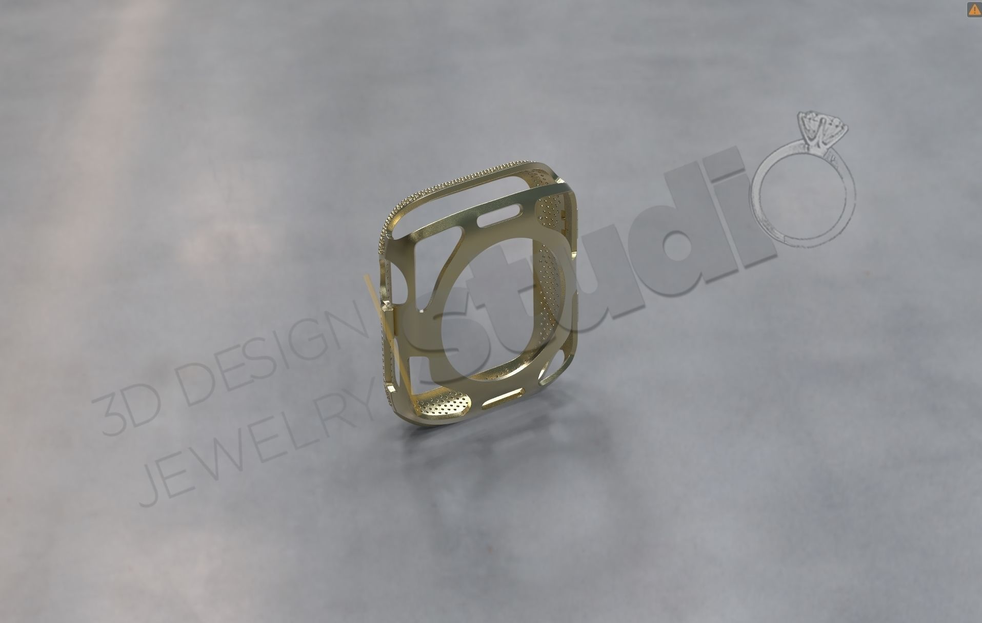 Apple iWatch series 5 44mm cover with diamonds 3D print model_4