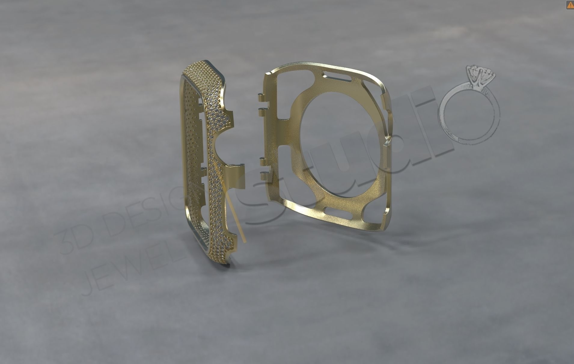 Apple iWatch series 5 44mm cover with diamonds 3D print model_7