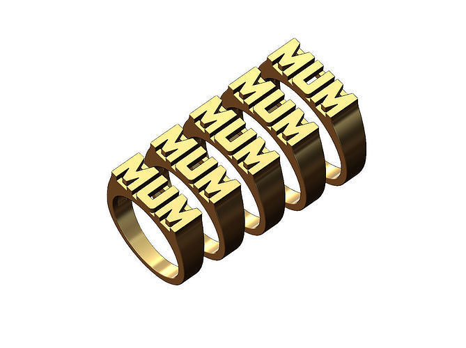 MUM statement name signet ring size 5 to 9 3D print model