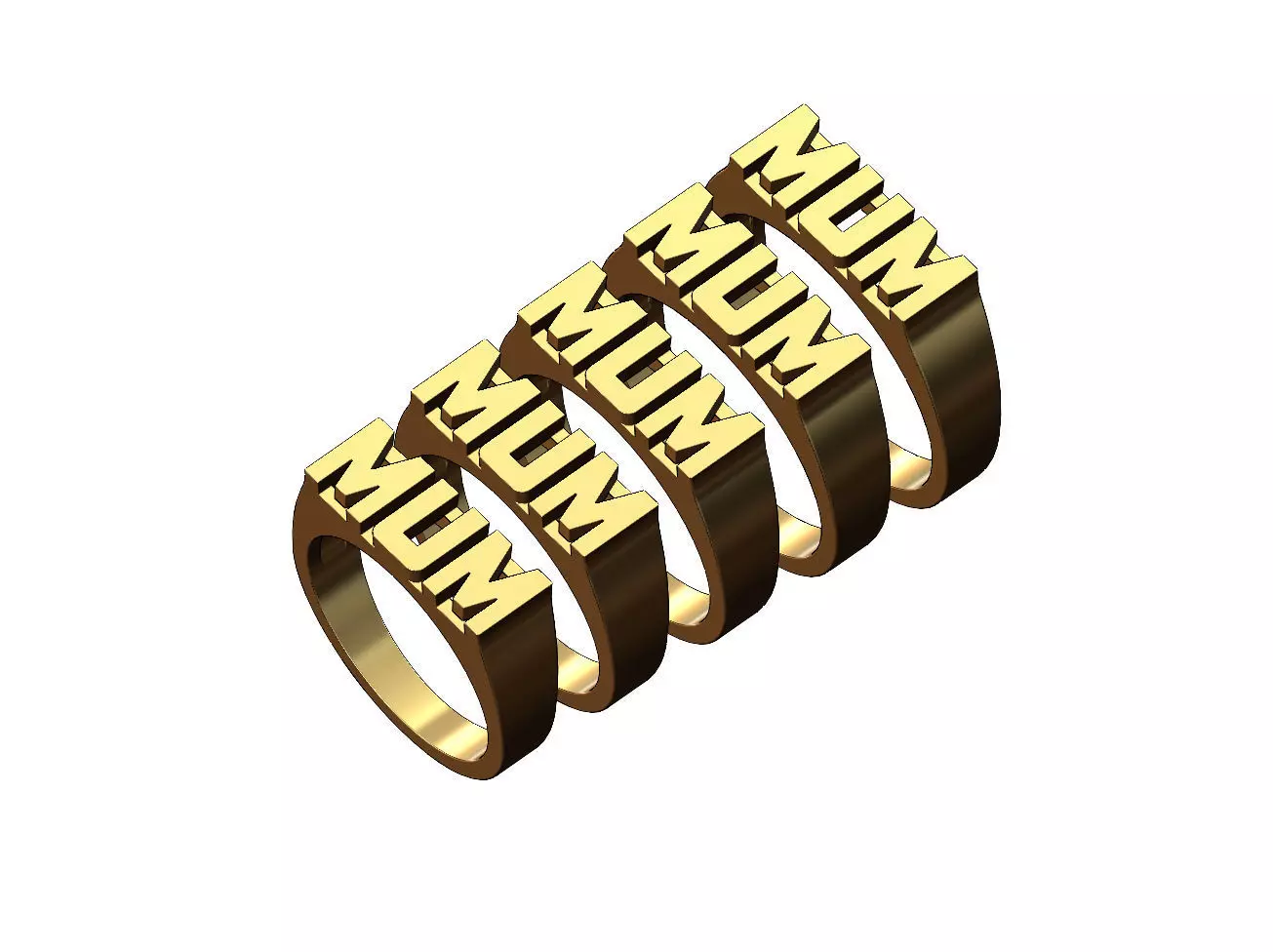 MUM statement name signet ring size 5 to 9 3D print model