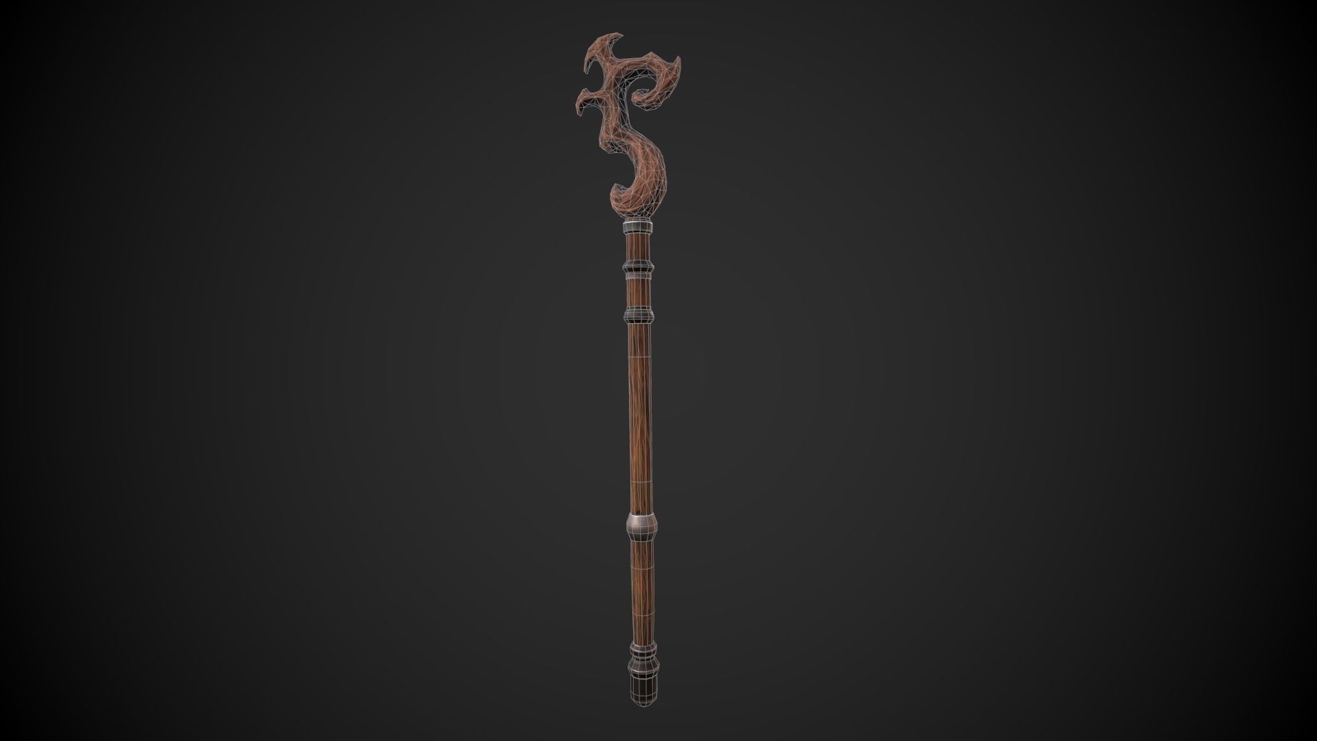 Stylized Wooden Druid Staff Low-poly 3D model_4