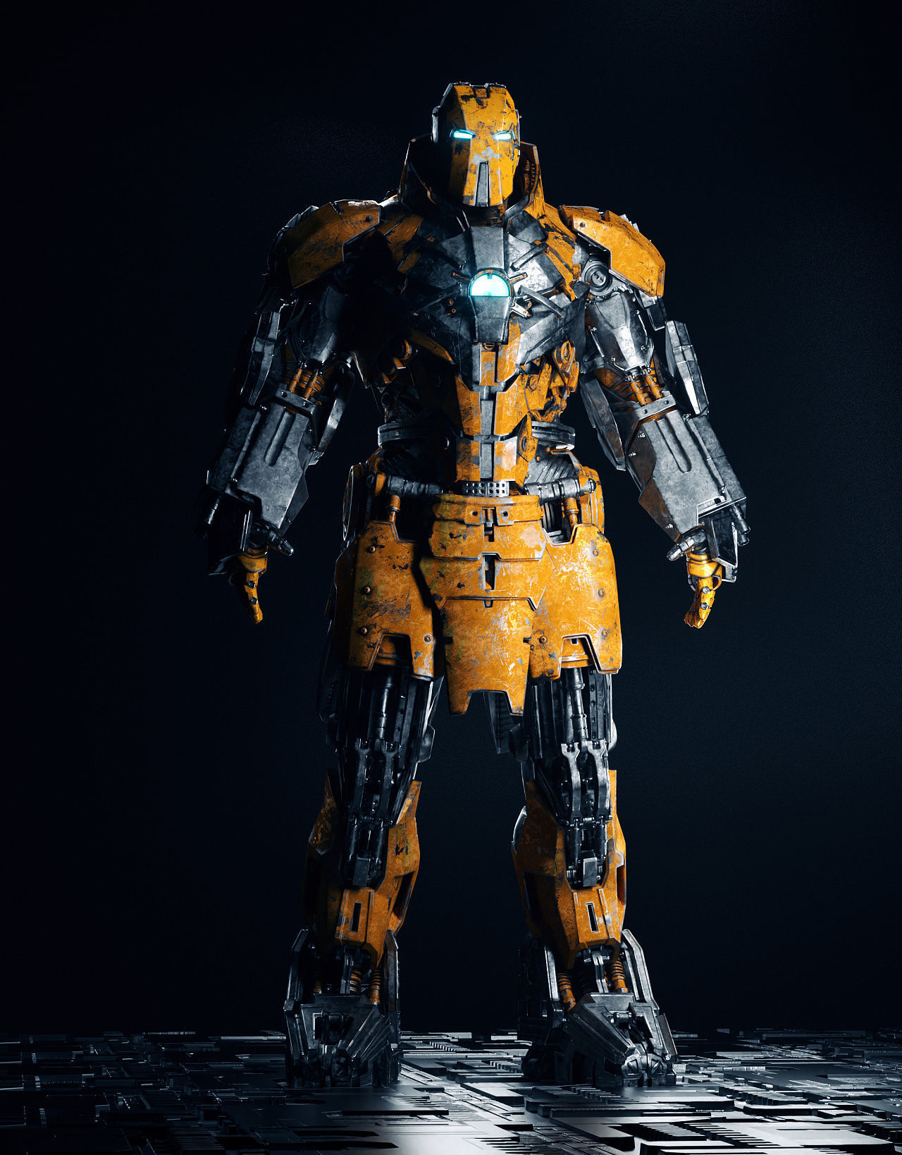 Whiplash orange and silver robot 3D model_3