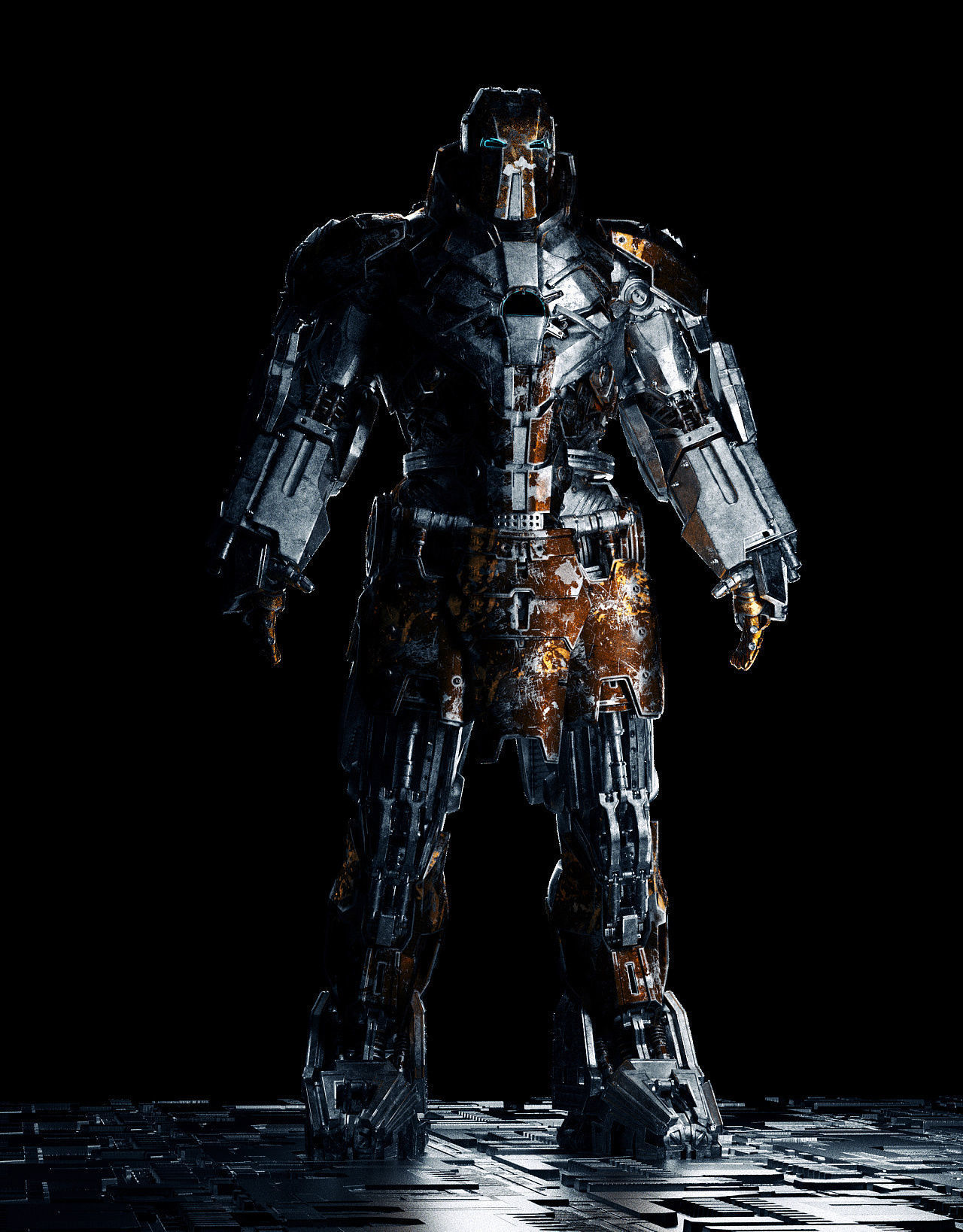 Whiplash orange and silver robot 3D model_12