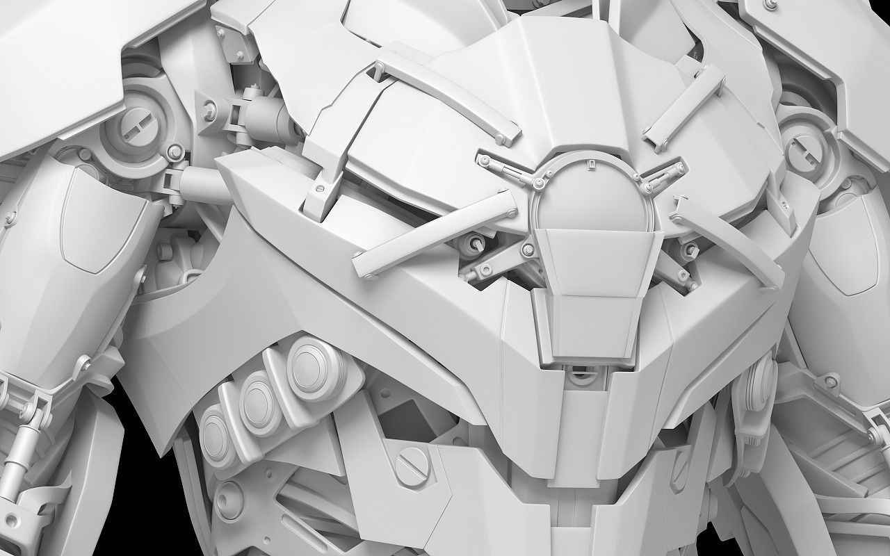 Whiplash orange and silver robot 3D model_1