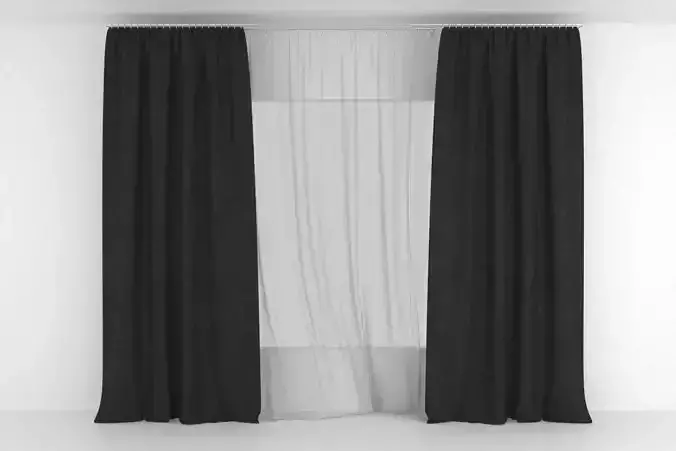 Curtains00 room with curtains 3D model