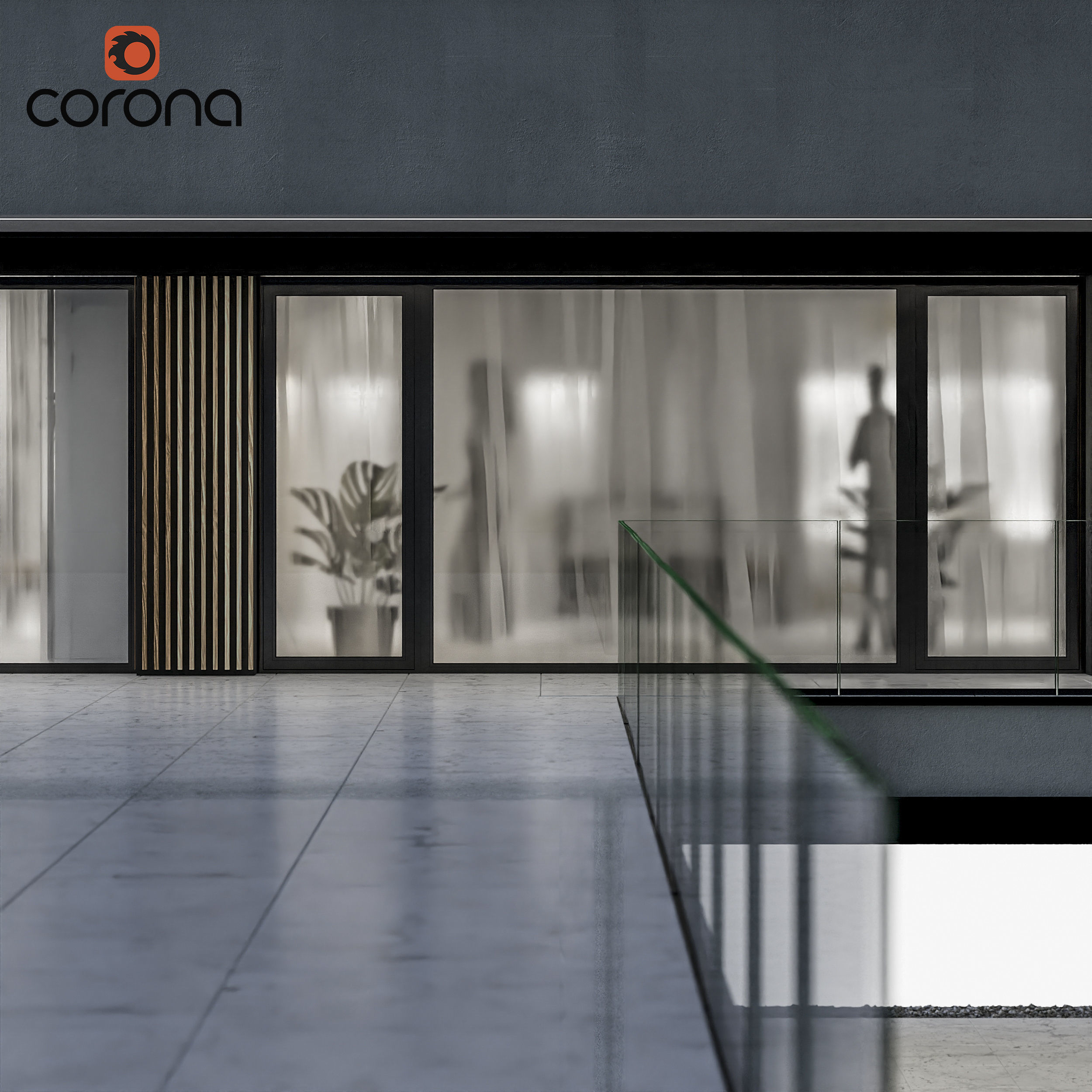 Modern house 09 at night 3D model_2