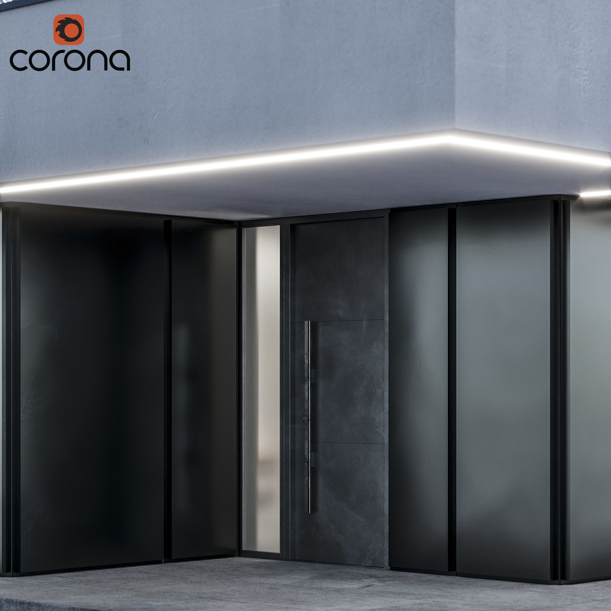Modern house 10 at night 3D model_2