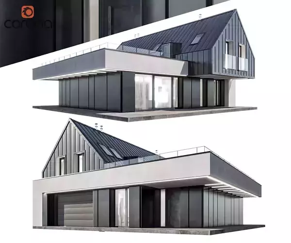 Modern house 10 at night 3D model