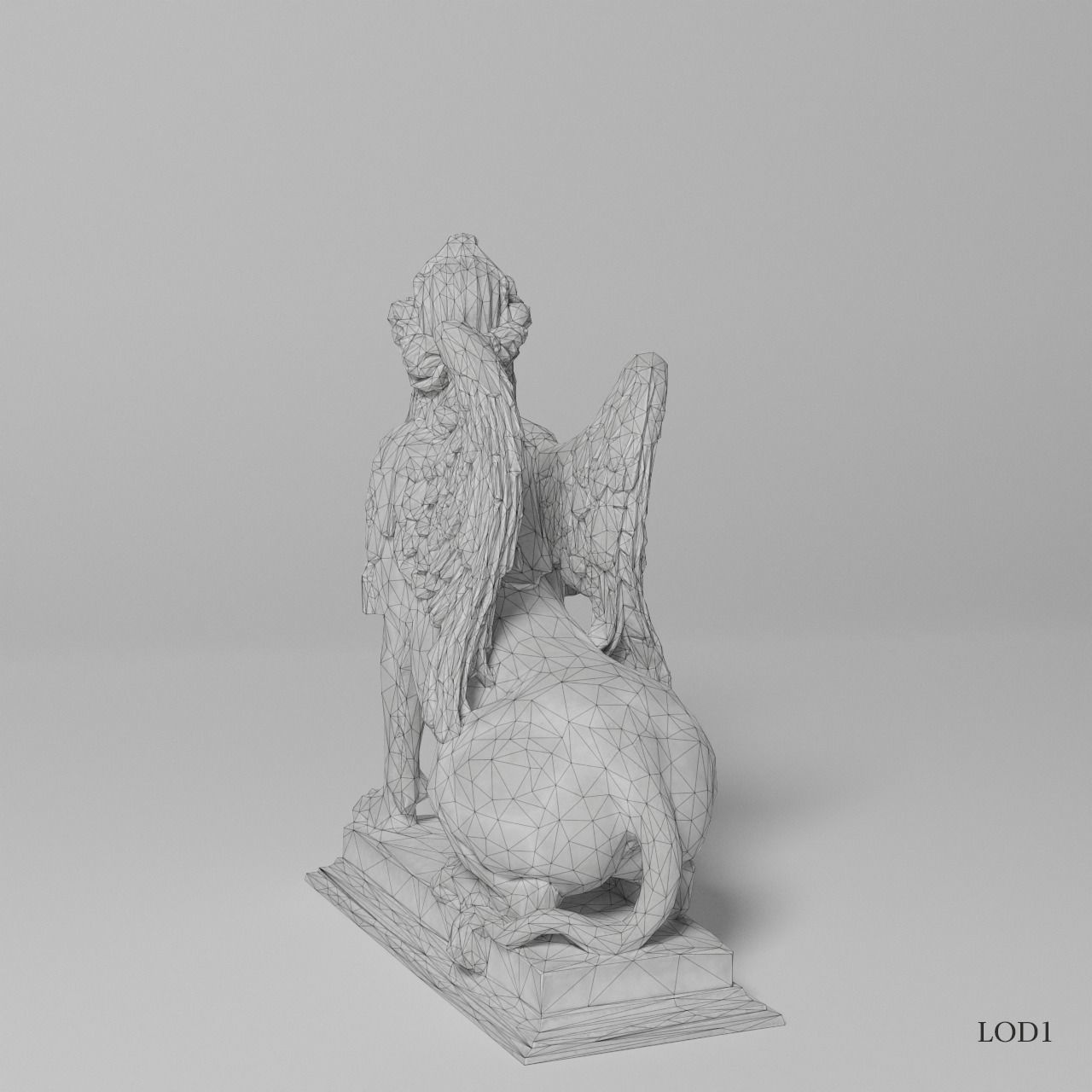 Sphinx Belvedere Sculpture VR AR Mobile-ready Game-ready Low-poly 3D model_16