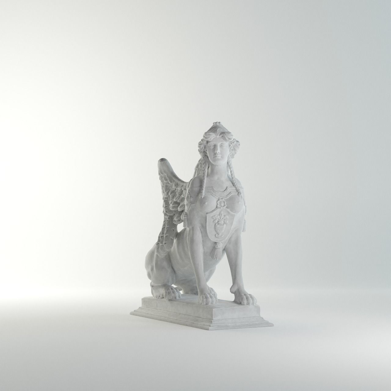 Sphinx Belvedere Sculpture VR AR Mobile-ready Game-ready Low-poly 3D model_4