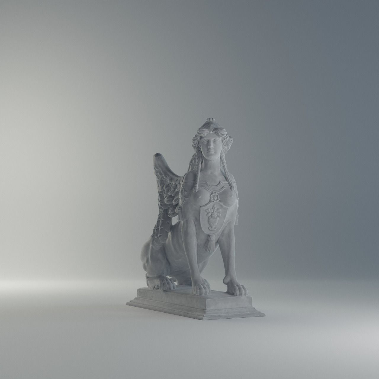 Sphinx Belvedere Sculpture VR AR Mobile-ready Game-ready Low-poly 3D model_5