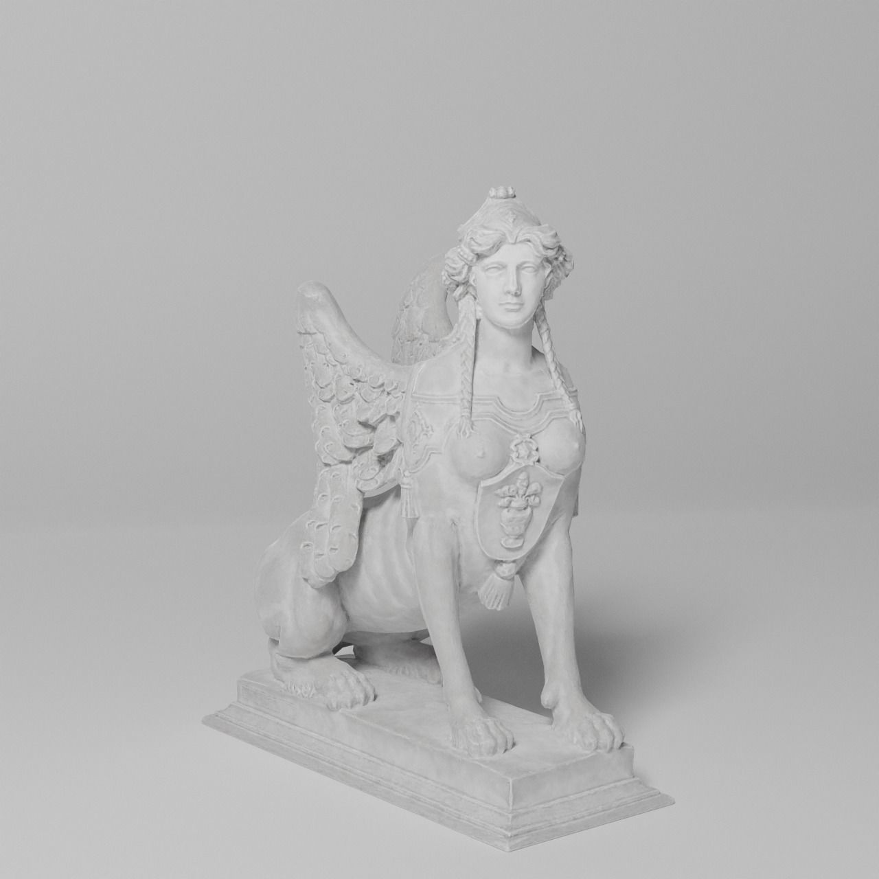 Sphinx Belvedere Sculpture VR AR Mobile-ready Game-ready Low-poly 3D model_9
