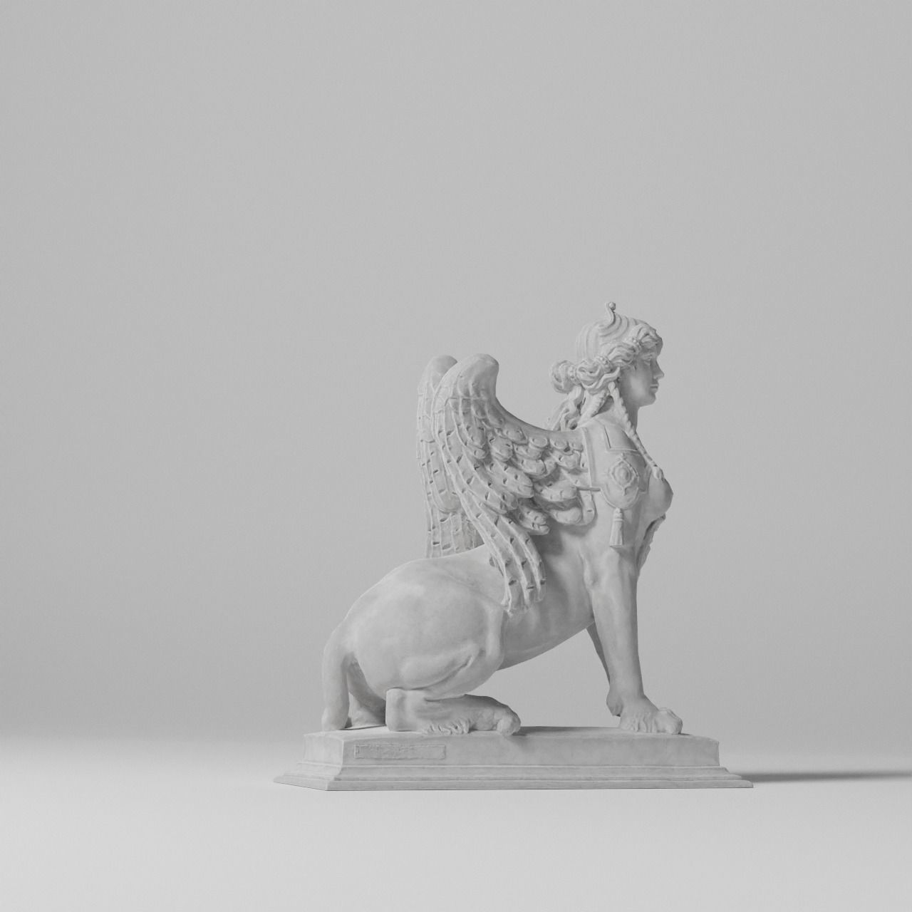 Sphinx Belvedere Sculpture VR AR Mobile-ready Game-ready Low-poly 3D model_12