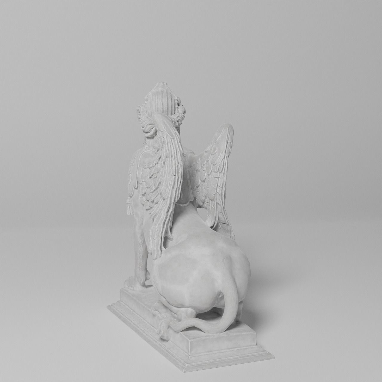 Sphinx Belvedere Sculpture VR AR Mobile-ready Game-ready Low-poly 3D model_10