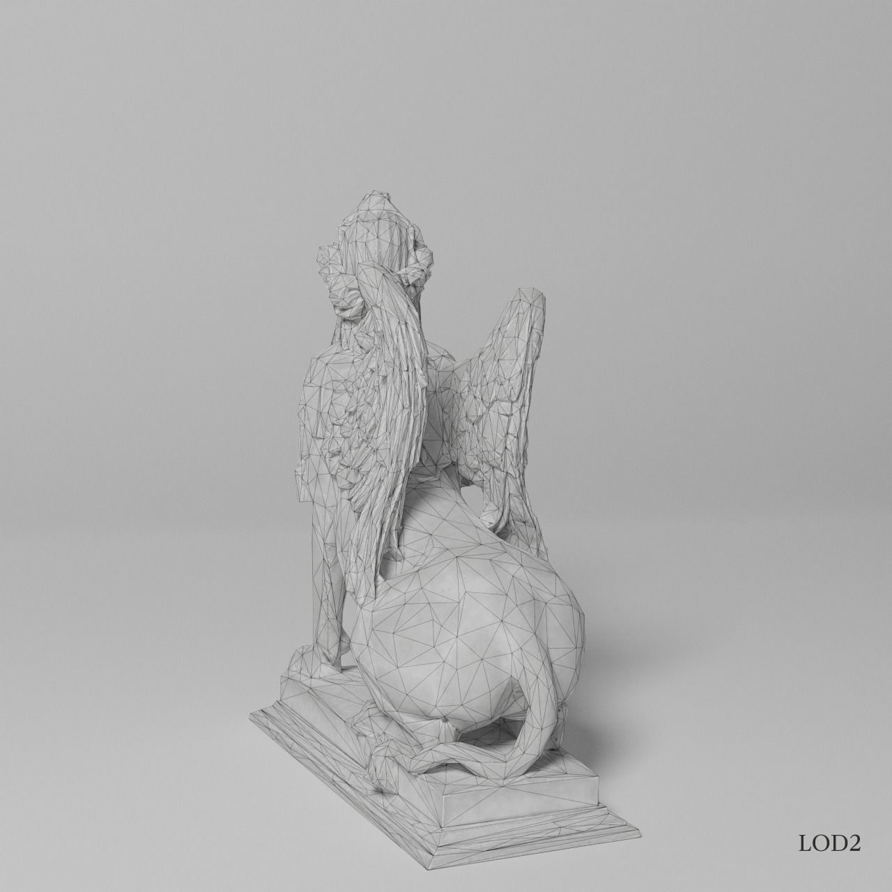 Sphinx Belvedere Sculpture VR AR Mobile-ready Game-ready Low-poly 3D model_18