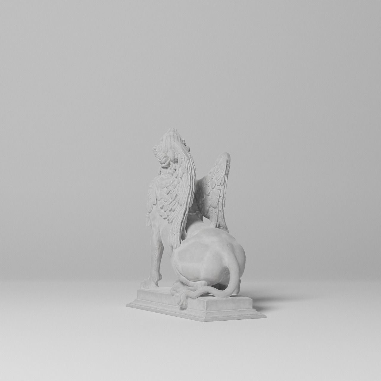 Sphinx Belvedere Sculpture VR AR Mobile-ready Game-ready Low-poly 3D model_11