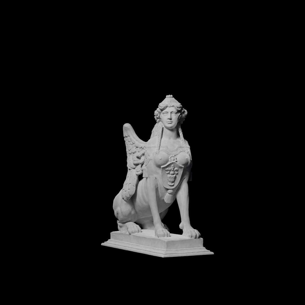 Sphinx Belvedere Sculpture VR AR Mobile-ready Game-ready Low-poly 3D model_7