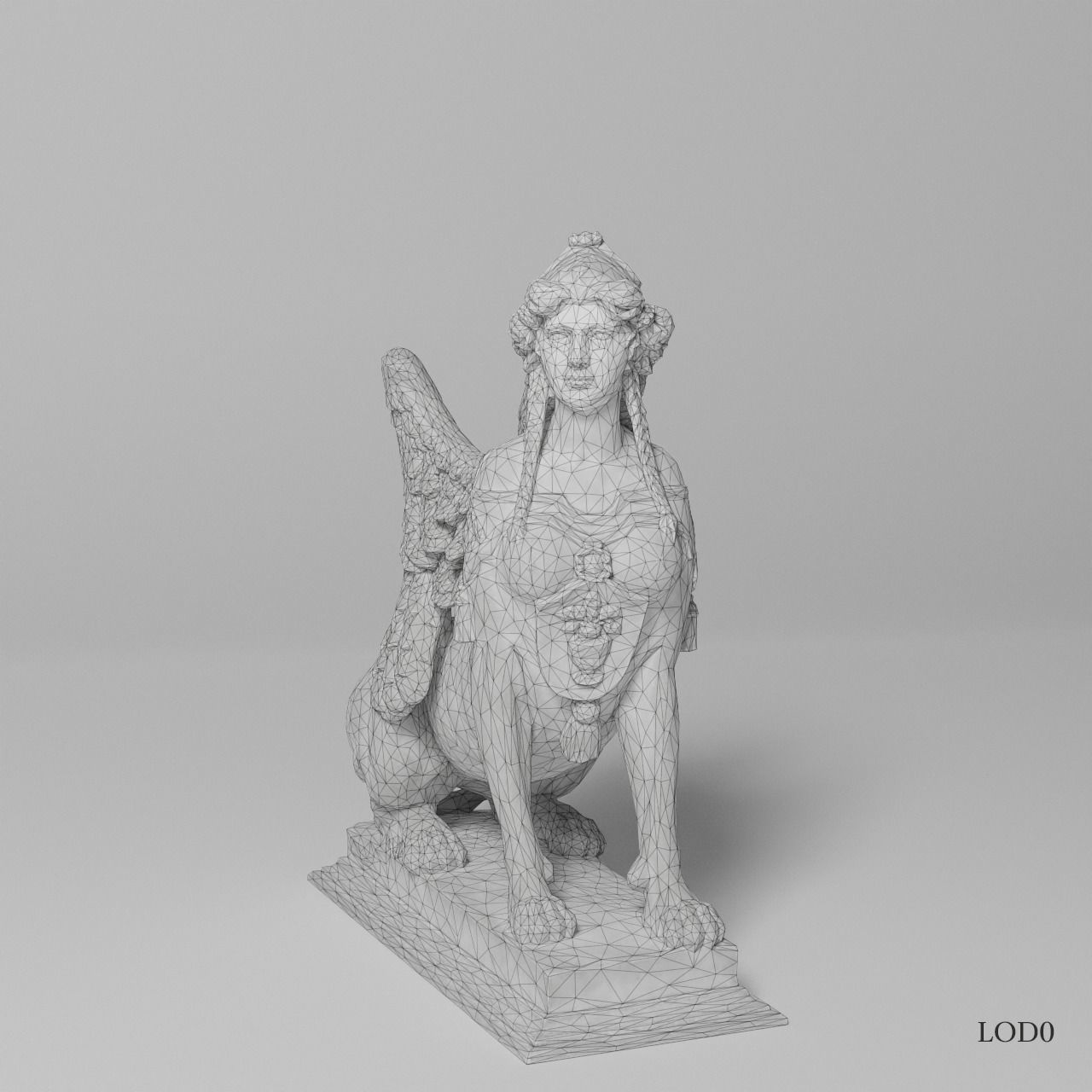 Sphinx Belvedere Sculpture VR AR Mobile-ready Game-ready Low-poly 3D model_13