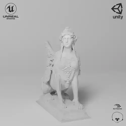 Sphinx Belvedere Sculpture VR AR Mobile-ready Game-ready Low-poly 3D model