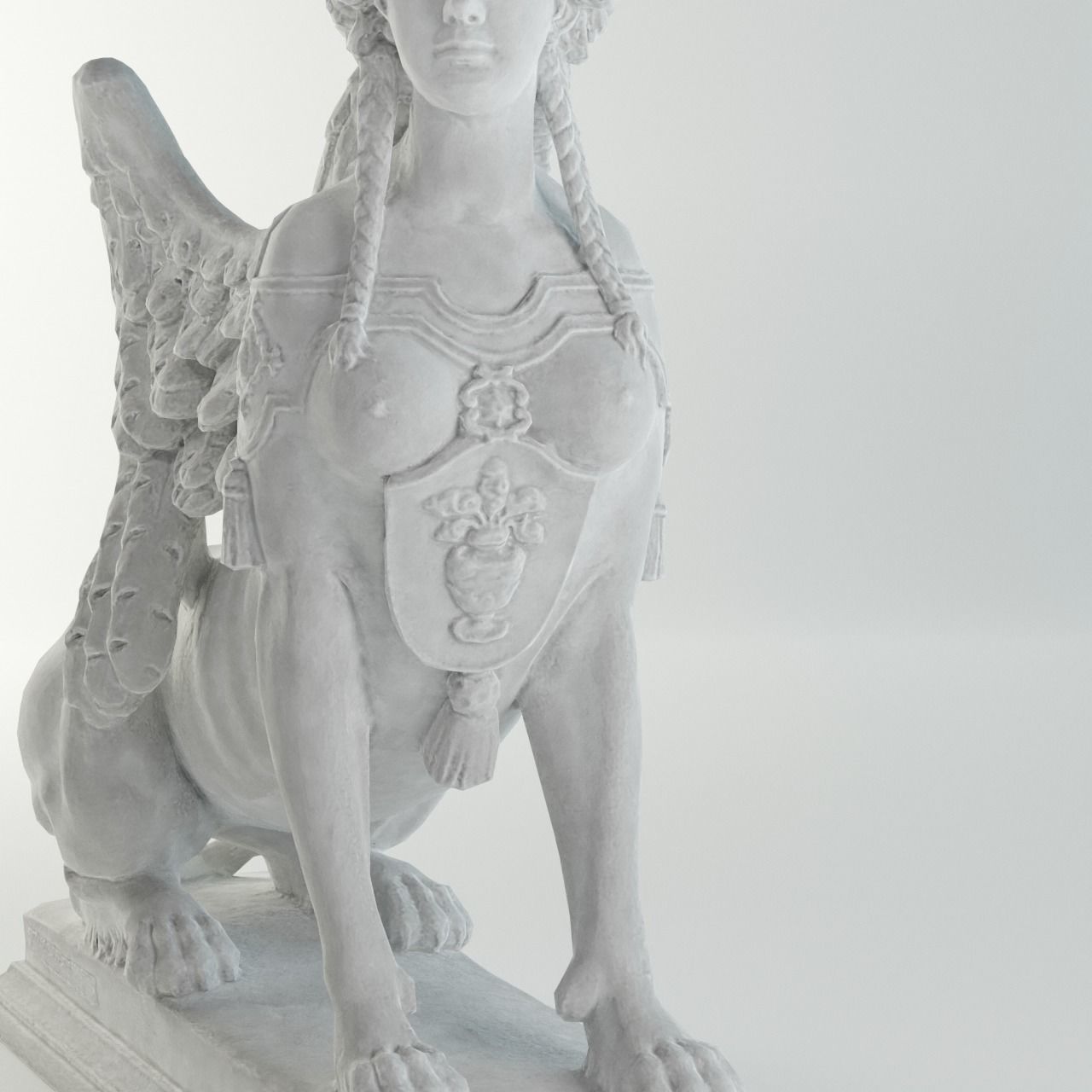 Sphinx Belvedere Sculpture VR AR Mobile-ready Game-ready Low-poly 3D model_21