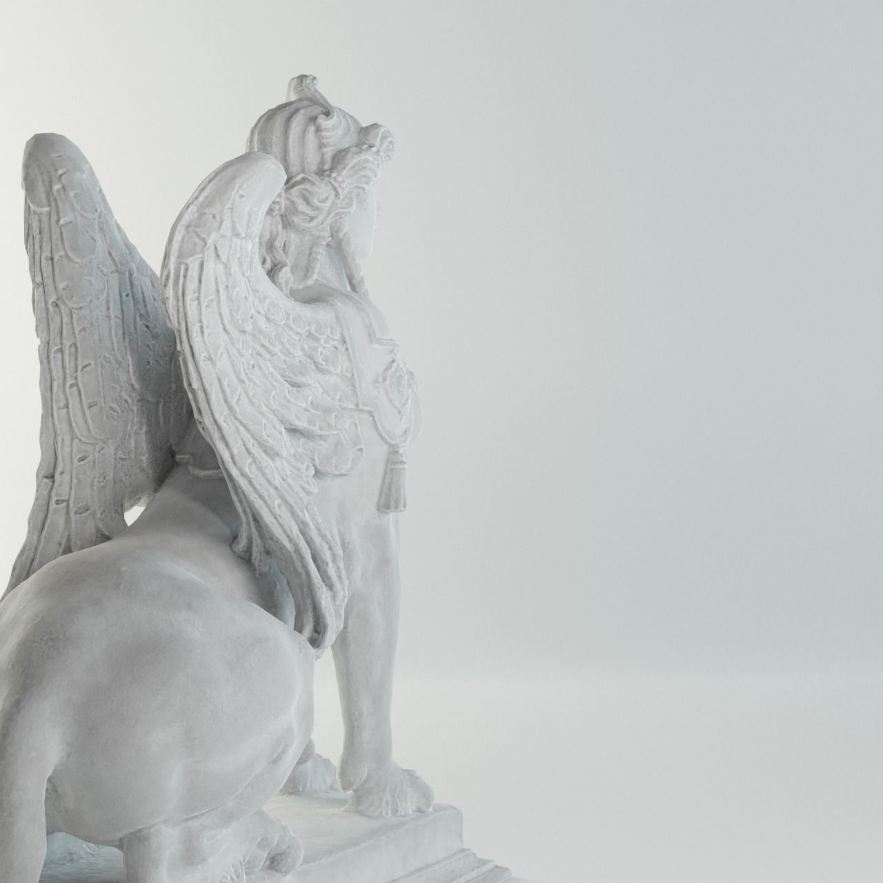 Sphinx Belvedere Sculpture VR AR Mobile-ready Game-ready Low-poly 3D model_20