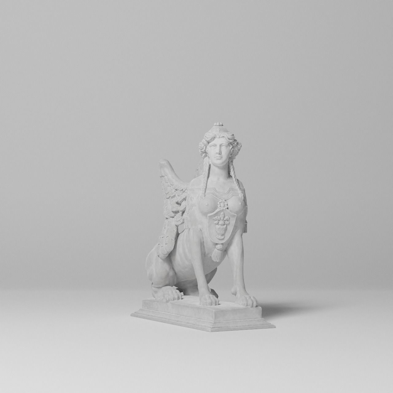 Sphinx Belvedere Sculpture VR AR Mobile-ready Game-ready Low-poly 3D model_3