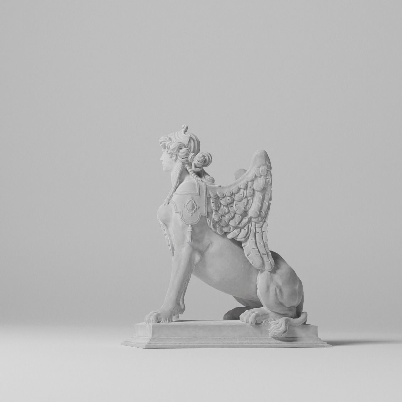 Sphinx Belvedere Sculpture VR AR Mobile-ready Game-ready Low-poly 3D model_8