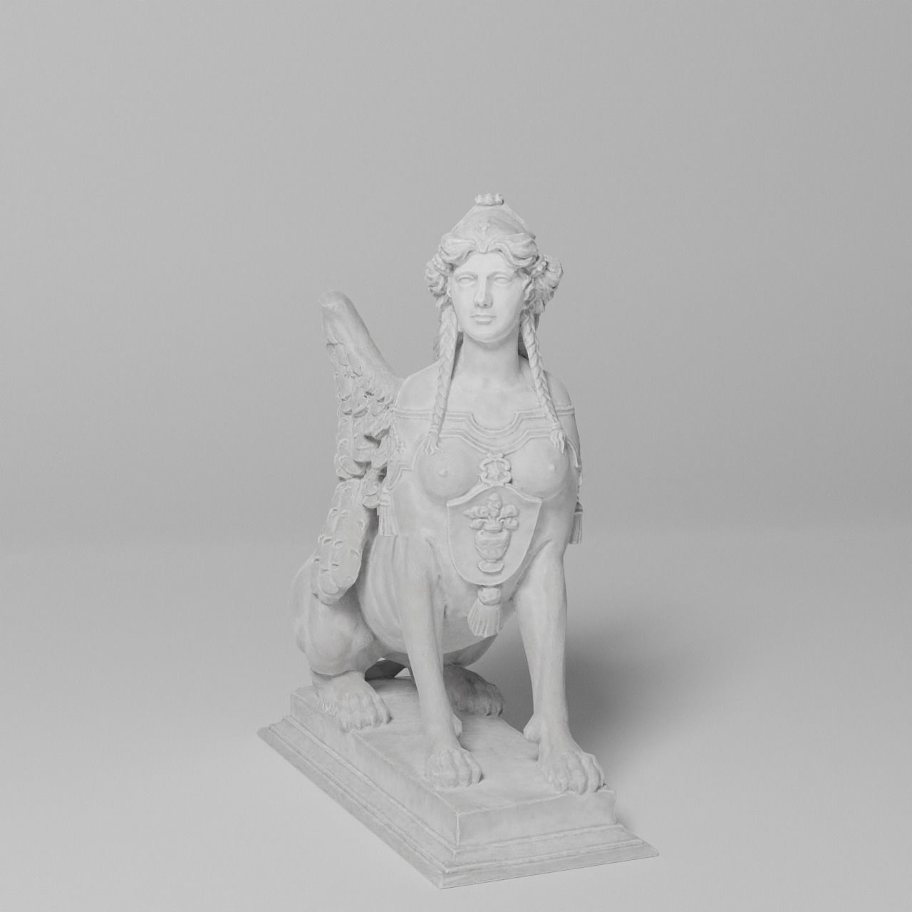 Sphinx Belvedere Sculpture VR AR Mobile-ready Game-ready Low-poly 3D model_2
