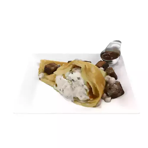 Sugar crepe  with chocolate and ice cream