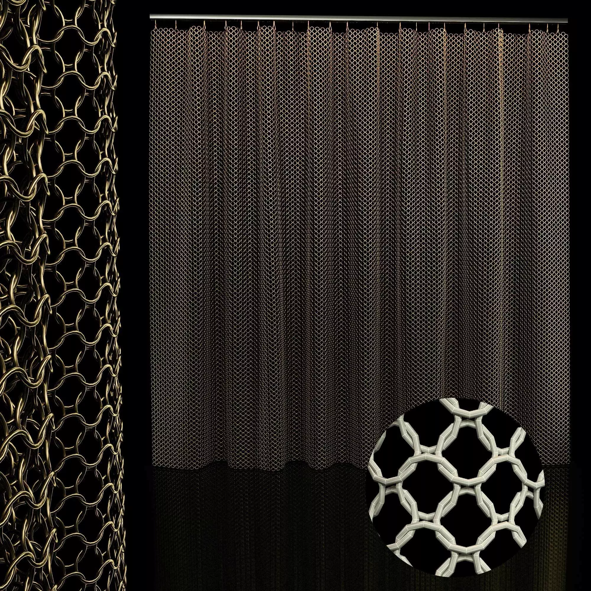 metal chain curtain 3D model_0