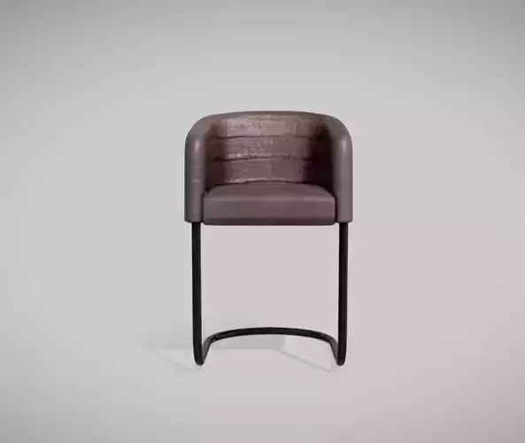 Nordic style brown leather chair with steel base