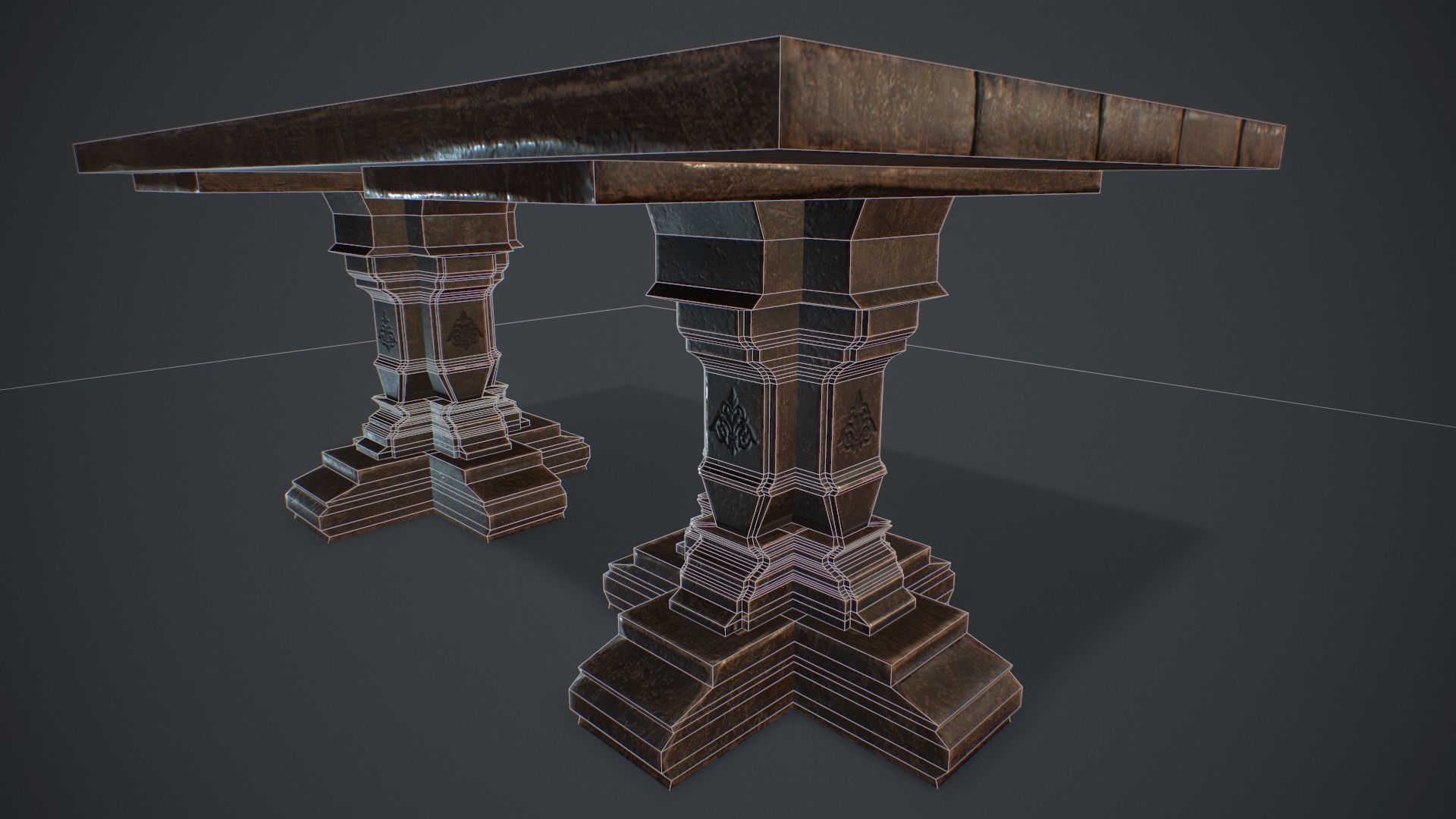 Medieval table Free low-poly 3D model_6