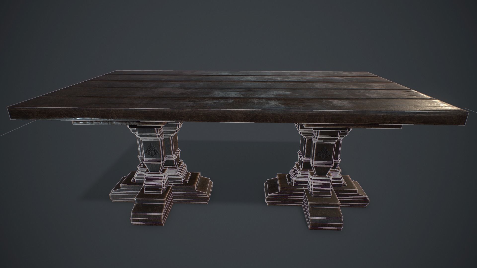 Medieval table Free low-poly 3D model_7