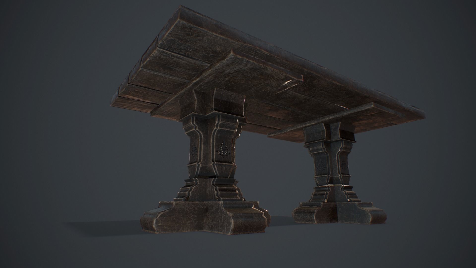 Medieval table Free low-poly 3D model_4
