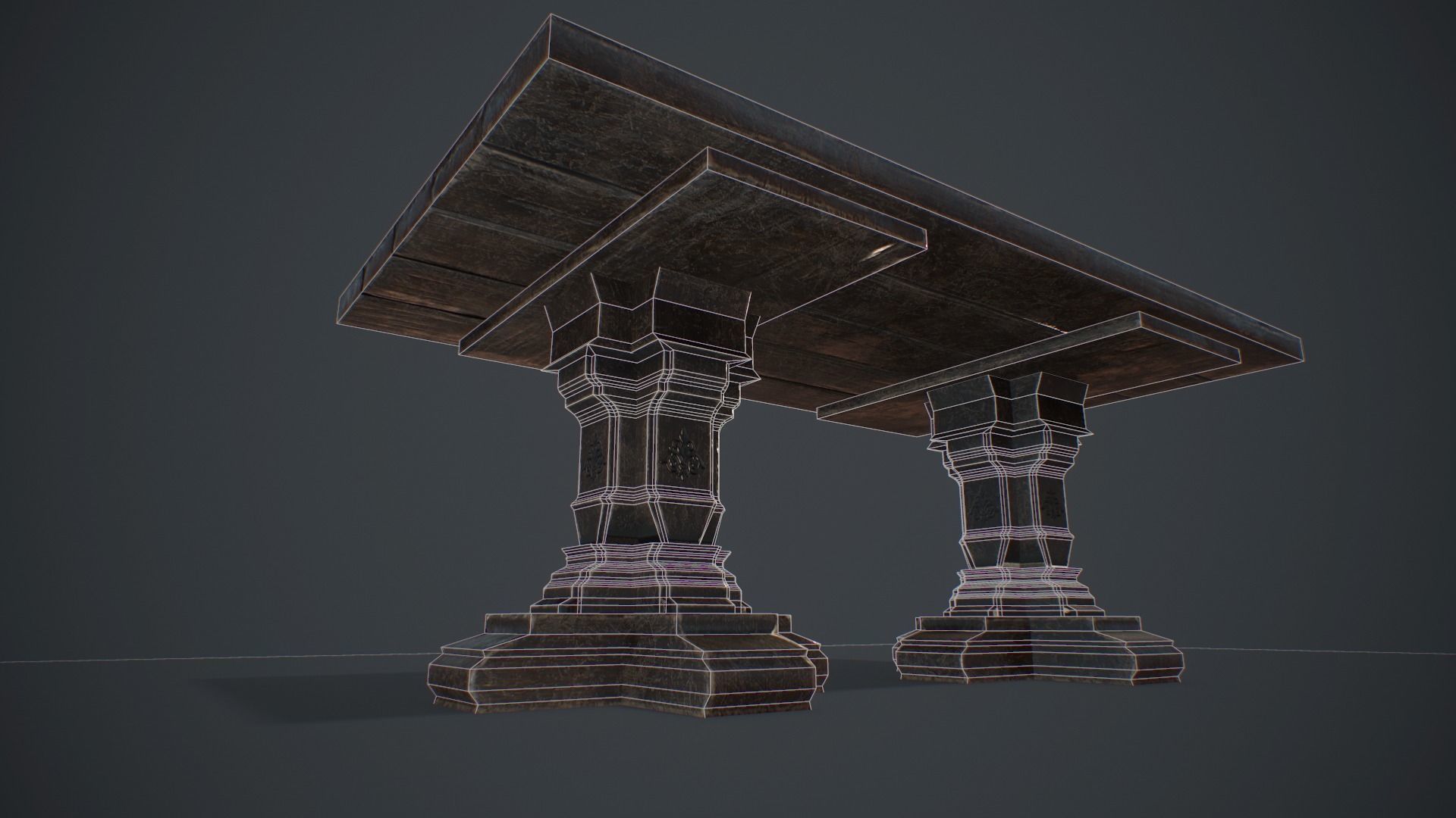 Medieval table Free low-poly 3D model_5