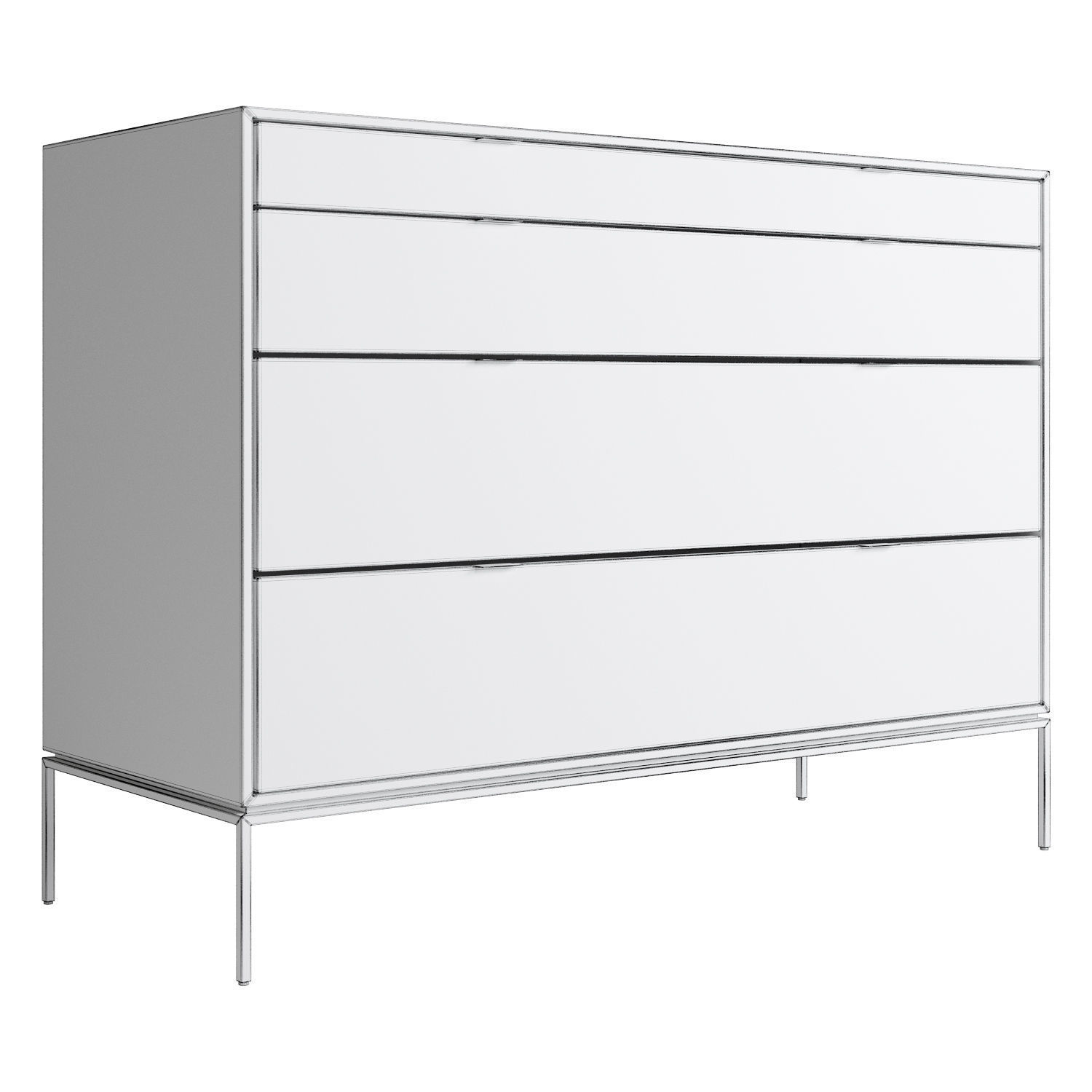 Chest of drawers in metal and leather Realto 3D model_3