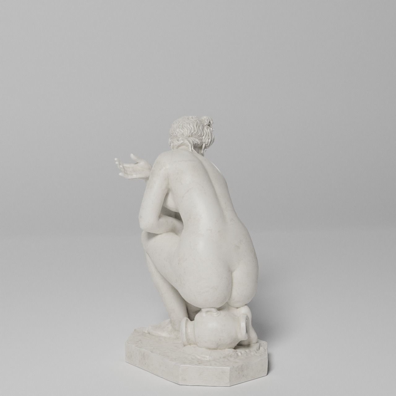 Crouching Venus Sculpture VR AR Mobile-ready Game-ready Low-poly 3D model_9