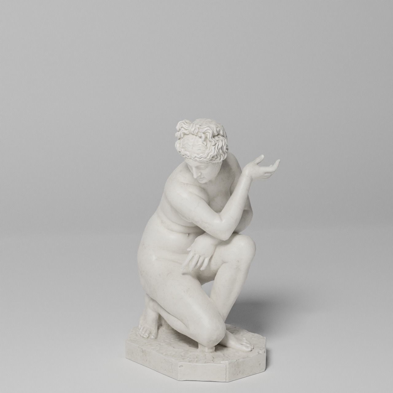 Crouching Venus Sculpture VR AR Mobile-ready Game-ready Low-poly 3D model_2