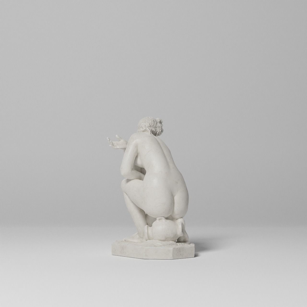 Crouching Venus Sculpture VR AR Mobile-ready Game-ready Low-poly 3D model_10