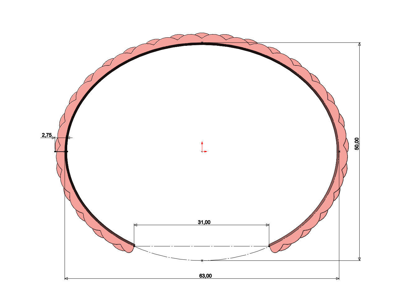 Watch link pattern cuff bracelet 3D print model_6